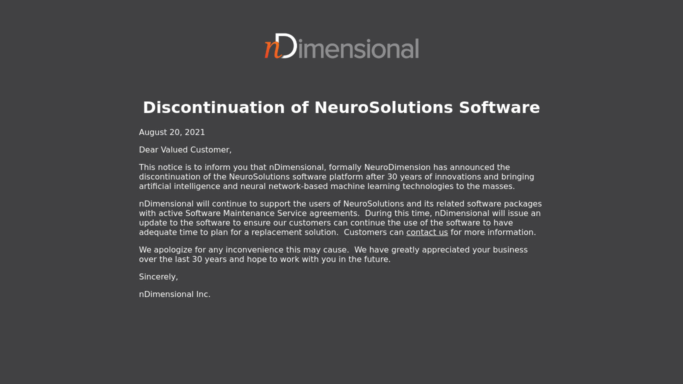 NeuroSolutions Landing page