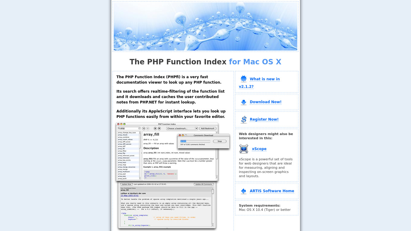 PHP Function Index Landing page