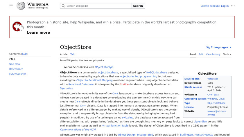 ObjectStore Landing Page