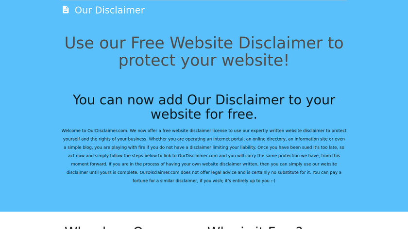 OurDisclaimer.com Landing Page