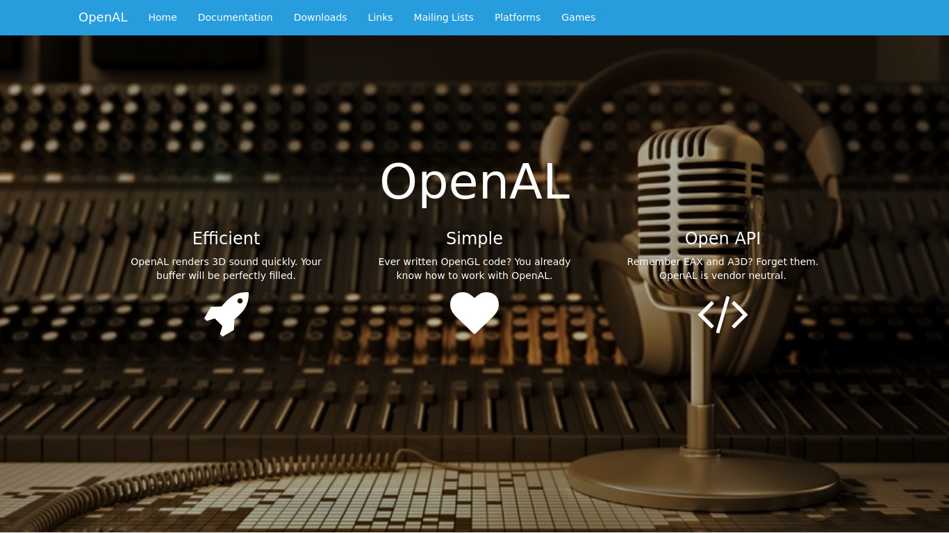 OpenAL Landing page