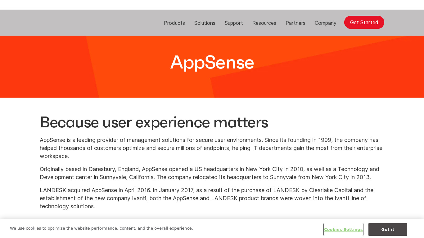 AppSense Landing page