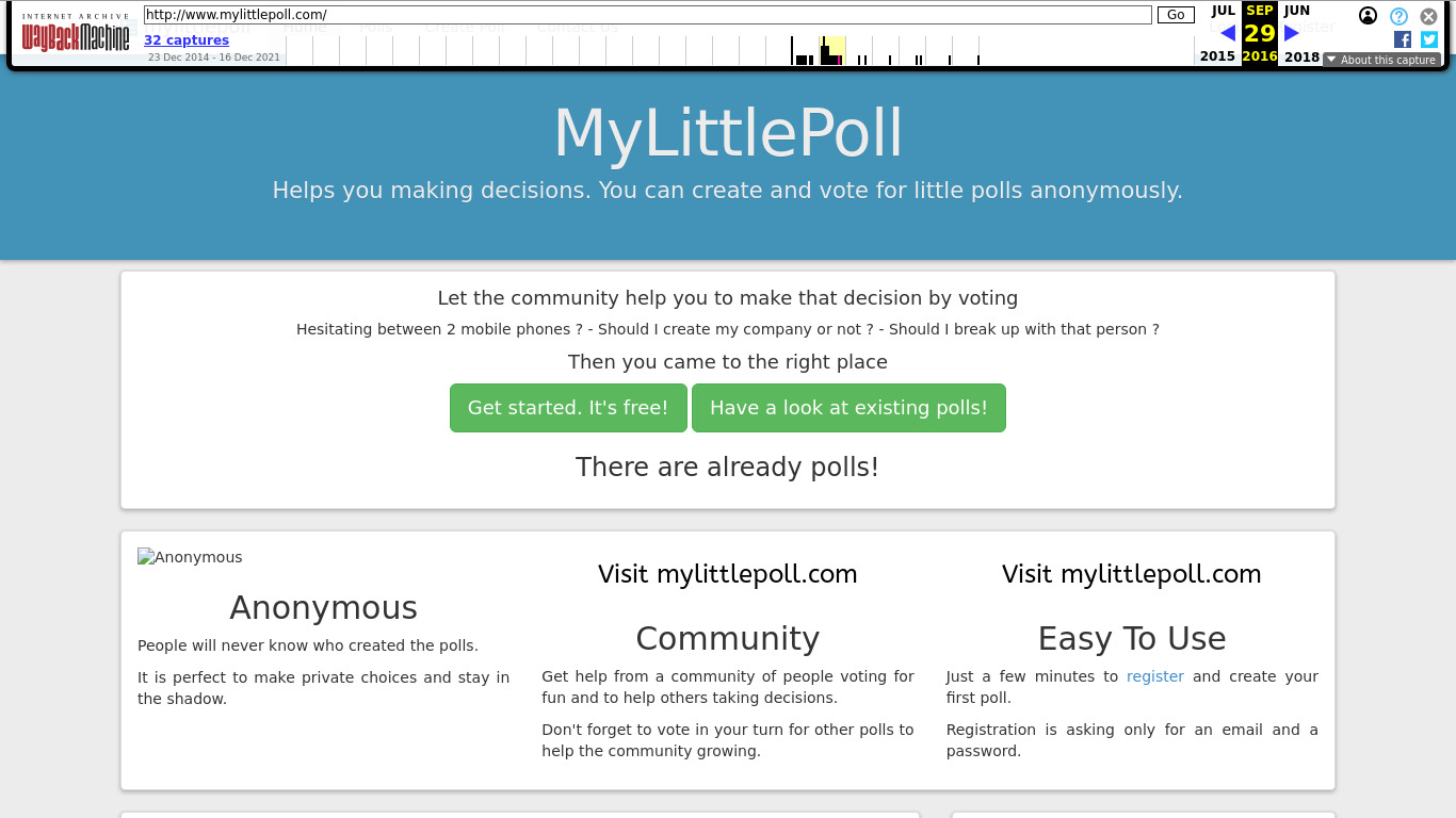 MyLittlePoll Landing page