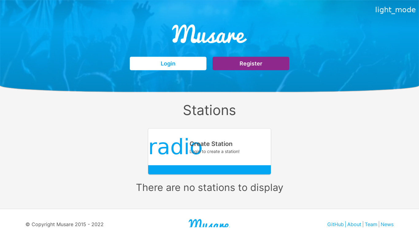 Musare Landing page