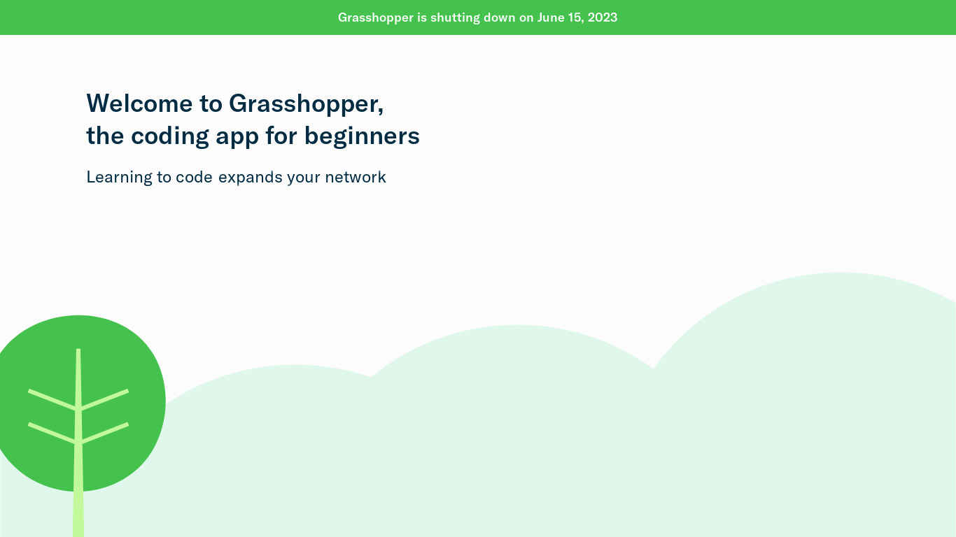 Grasshopper App Landing page