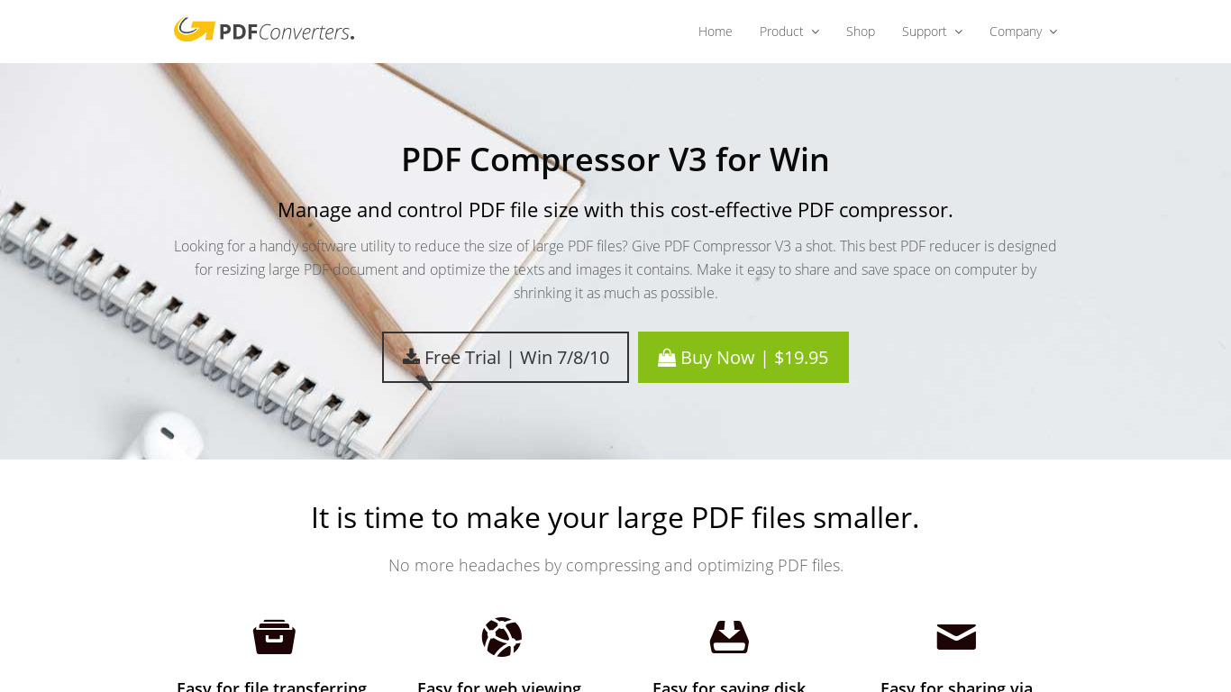 PDF Compressor V3 Landing page