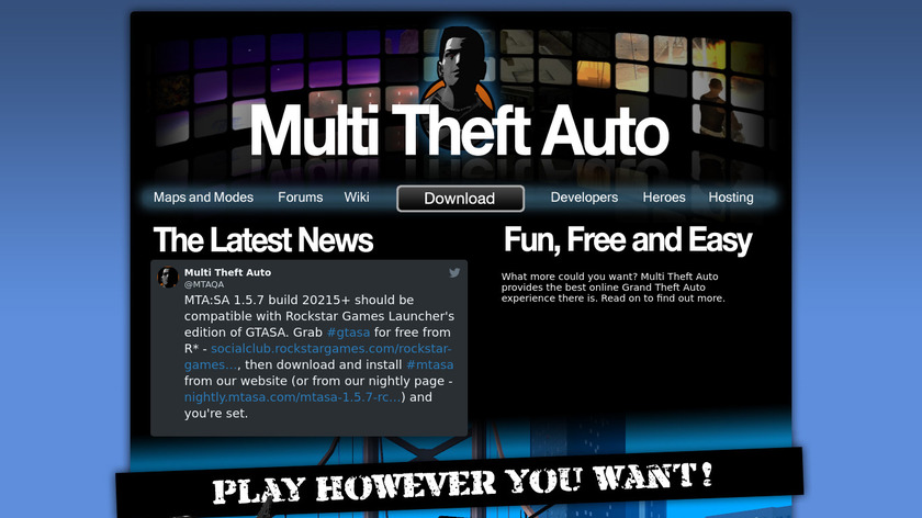 Multi Theft Auto Landing Page