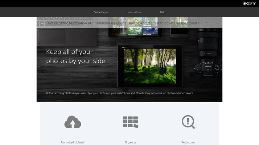 PlayMemories Online Landing Page