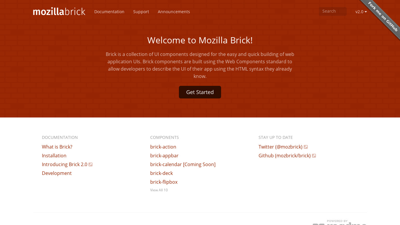 Mozilla Brick Landing page
