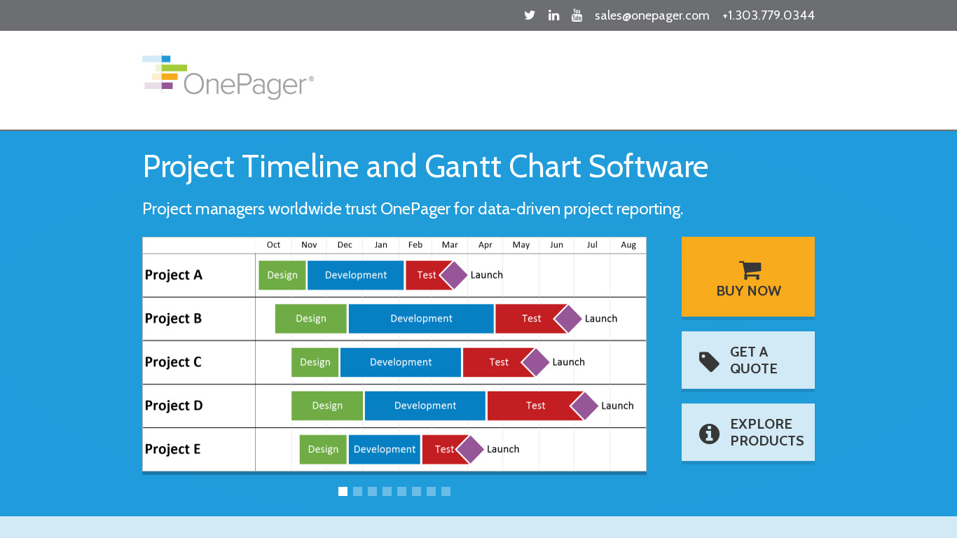 OnePager Pro for Microsoft Project Landing page