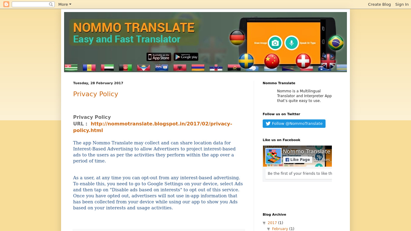 Nommo Translate Landing page
