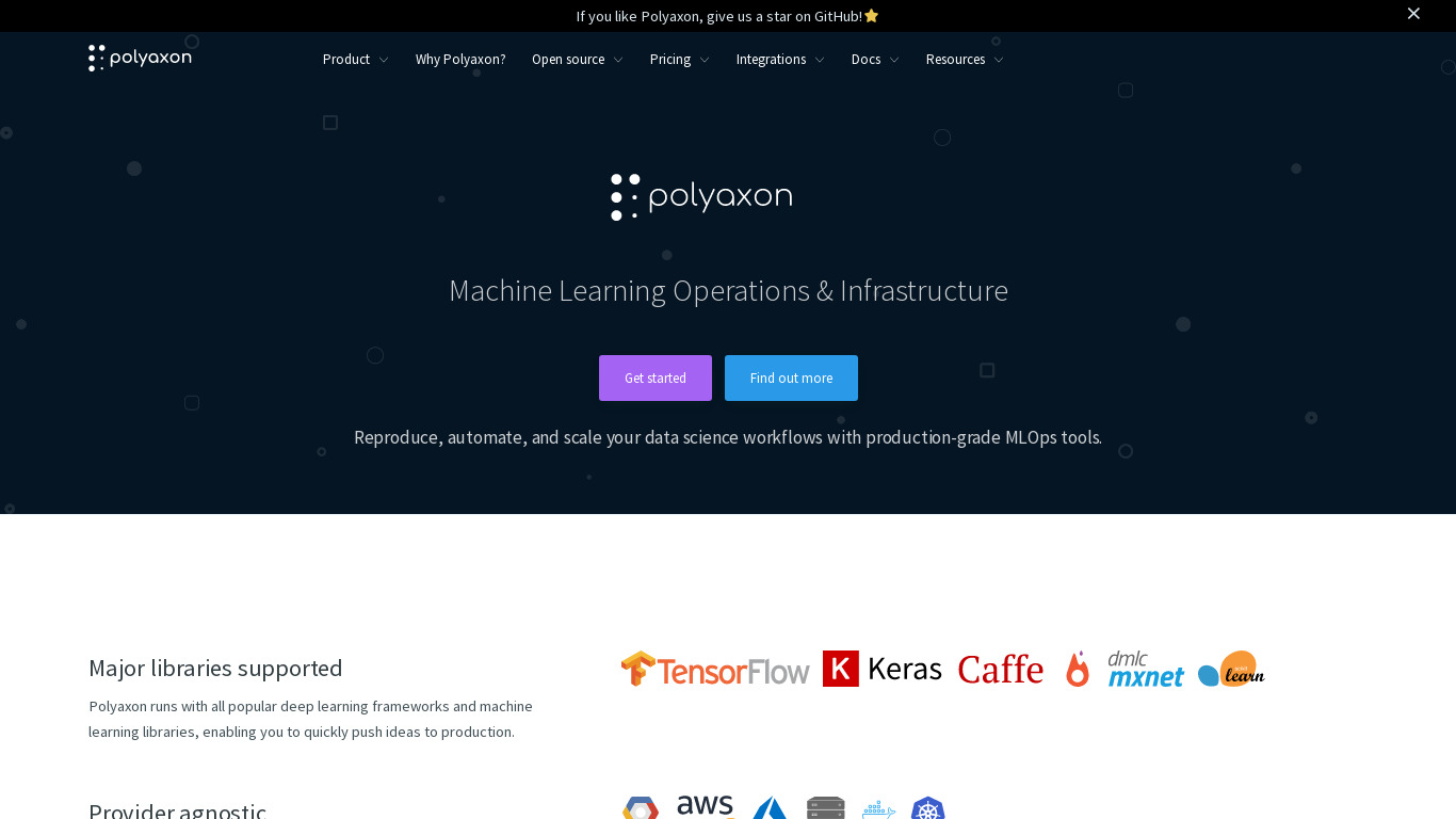 Polyaxon Landing page