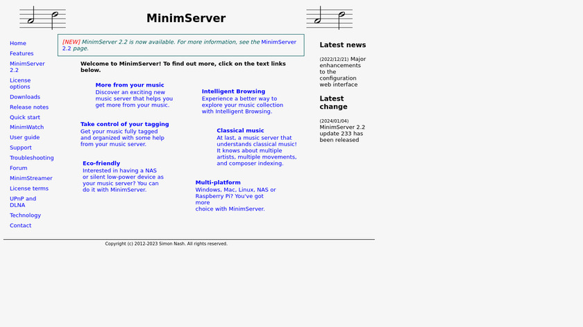 MinimServer Landing Page