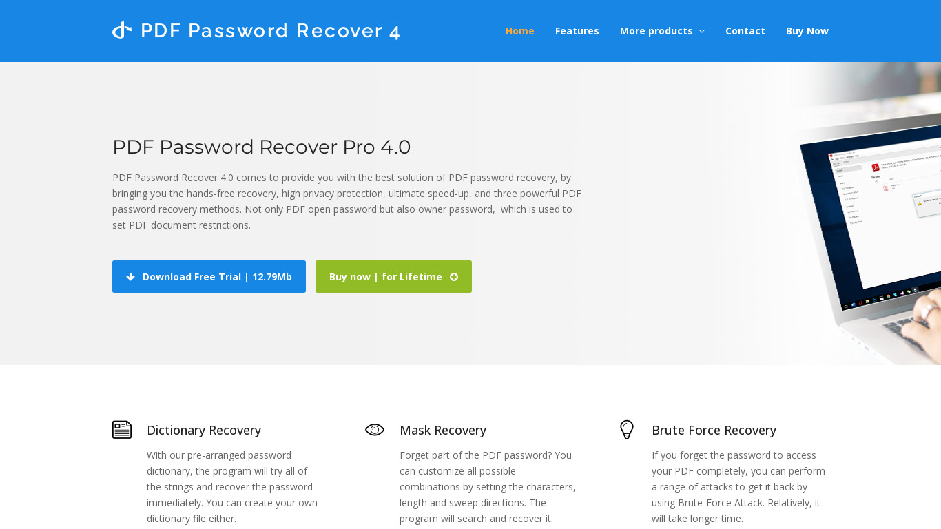 PDF Password Recover Landing page