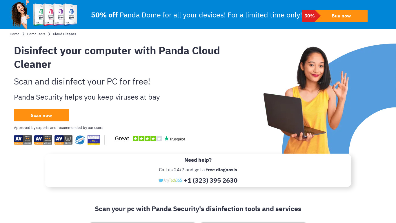 Panda Cloud Cleaner Landing page
