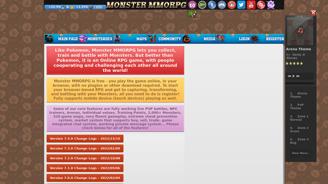 Monster MMORPG Landing page