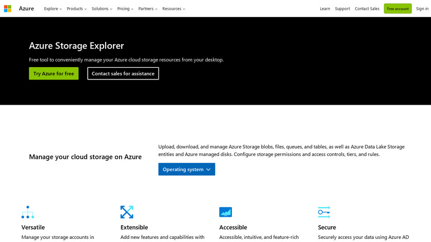 Azure Storage Explorer Landing Page
