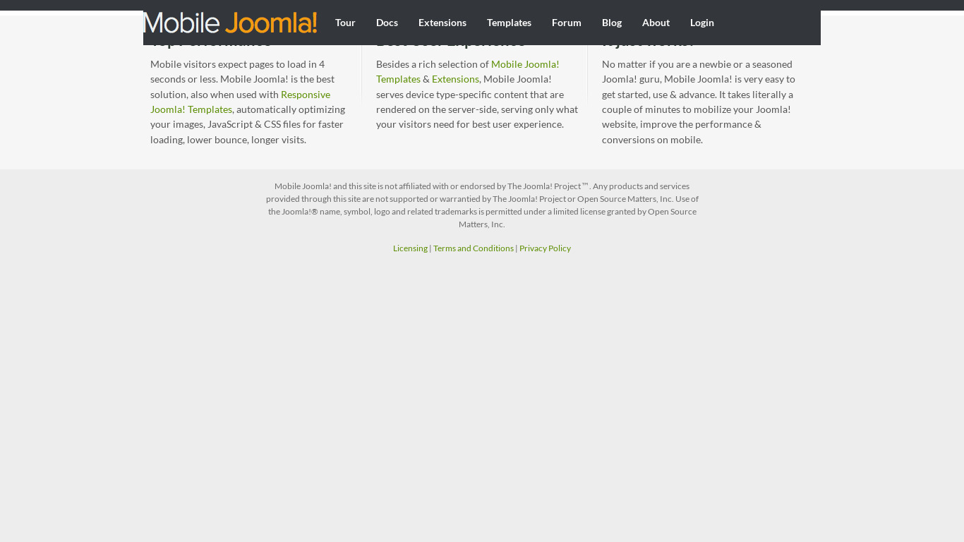 Mobile Joomla Landing page