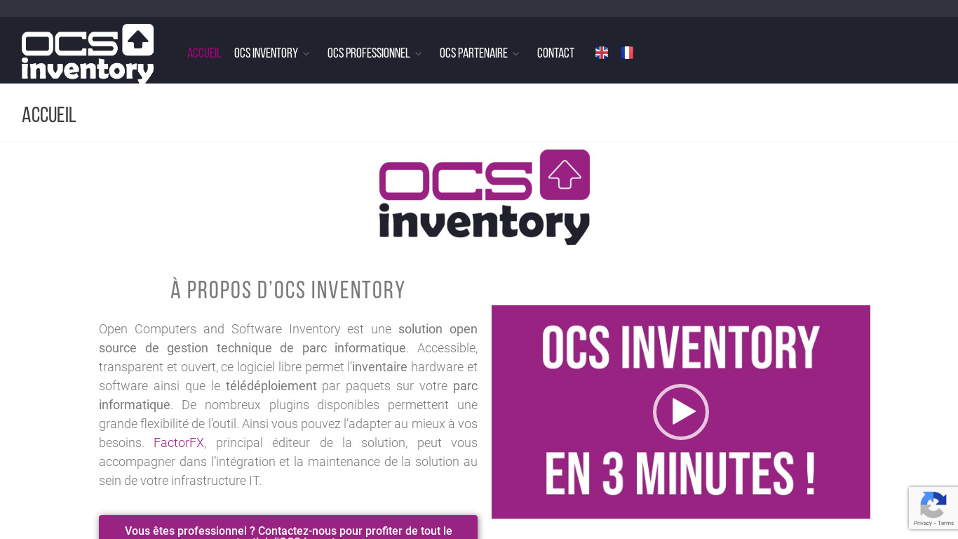 OCS inventory NG Landing page