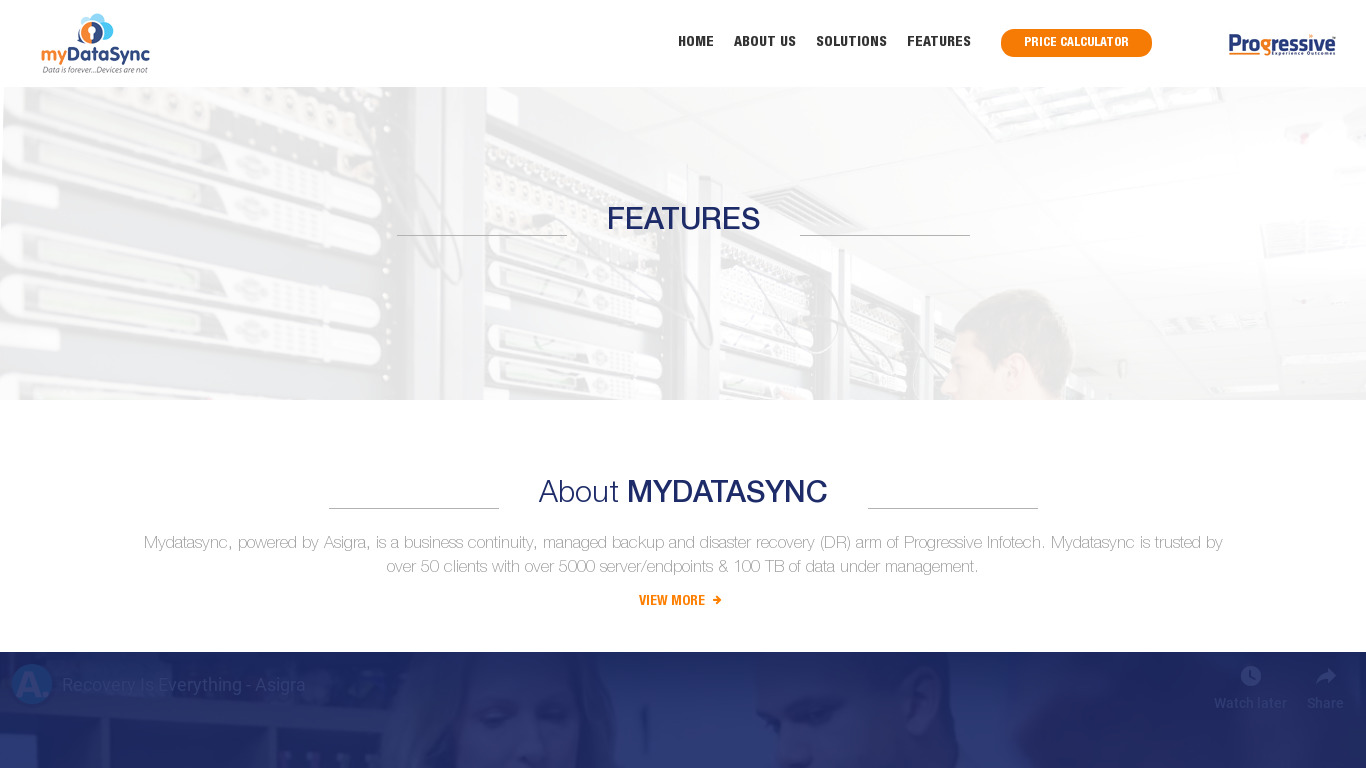 myDataSync Landing page