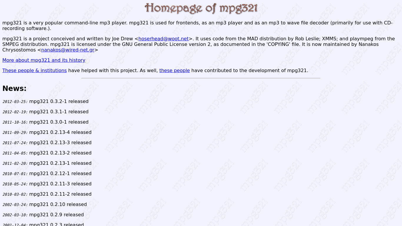 mpg321 Landing page