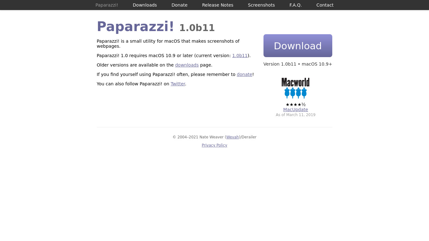 Paparazzi! Landing page