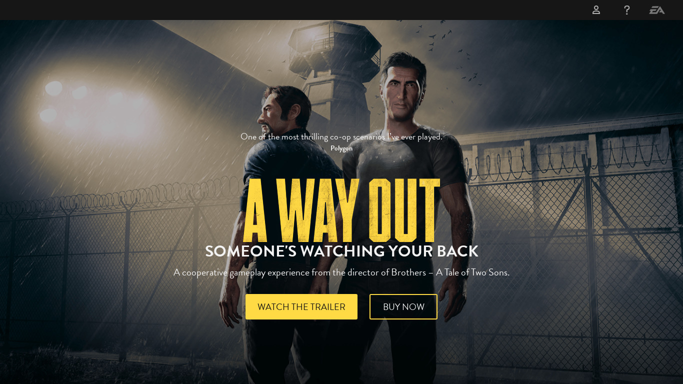 A Way Out Landing page
