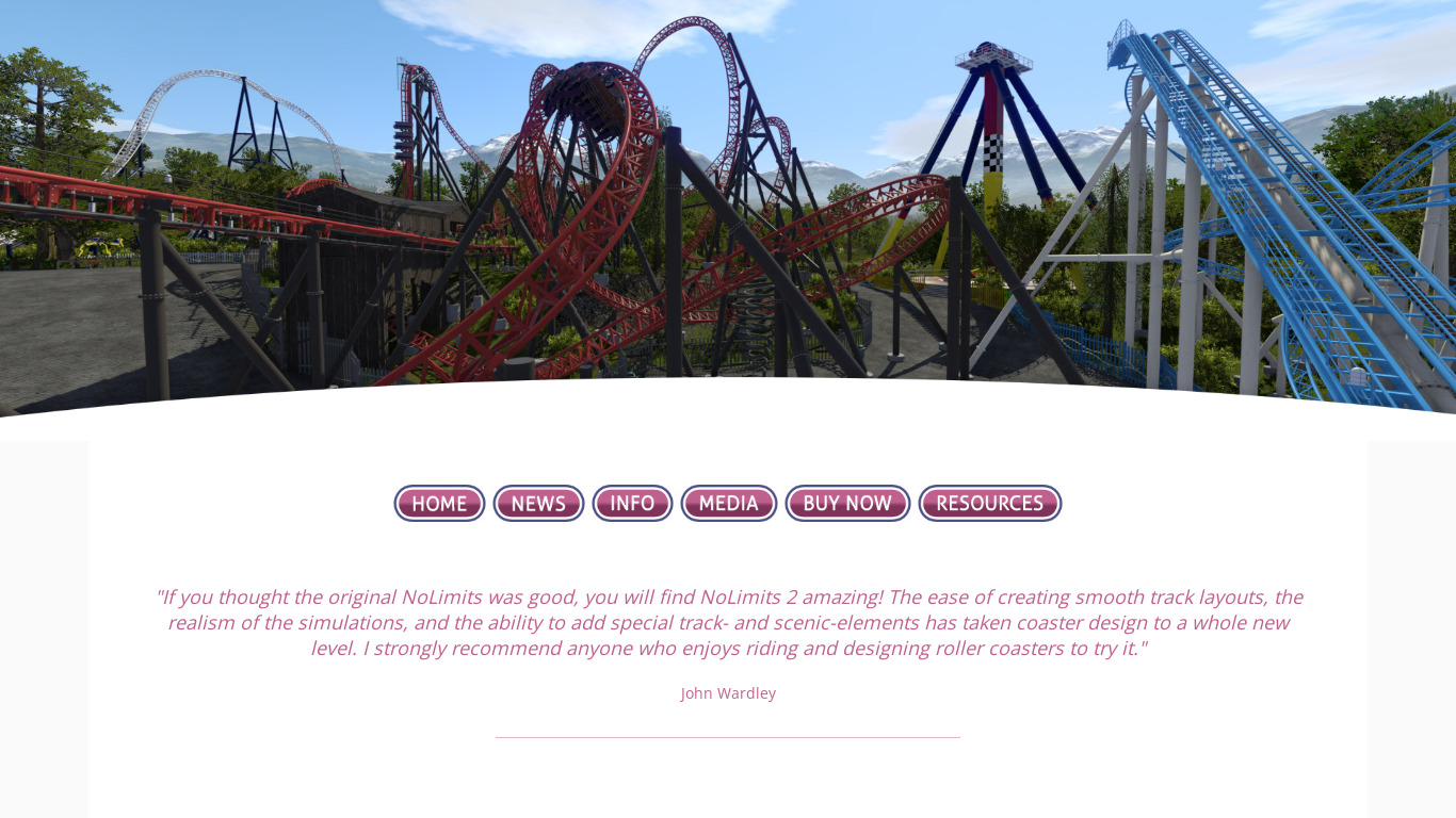 NoLimits Roller Coaster Simulator Landing page