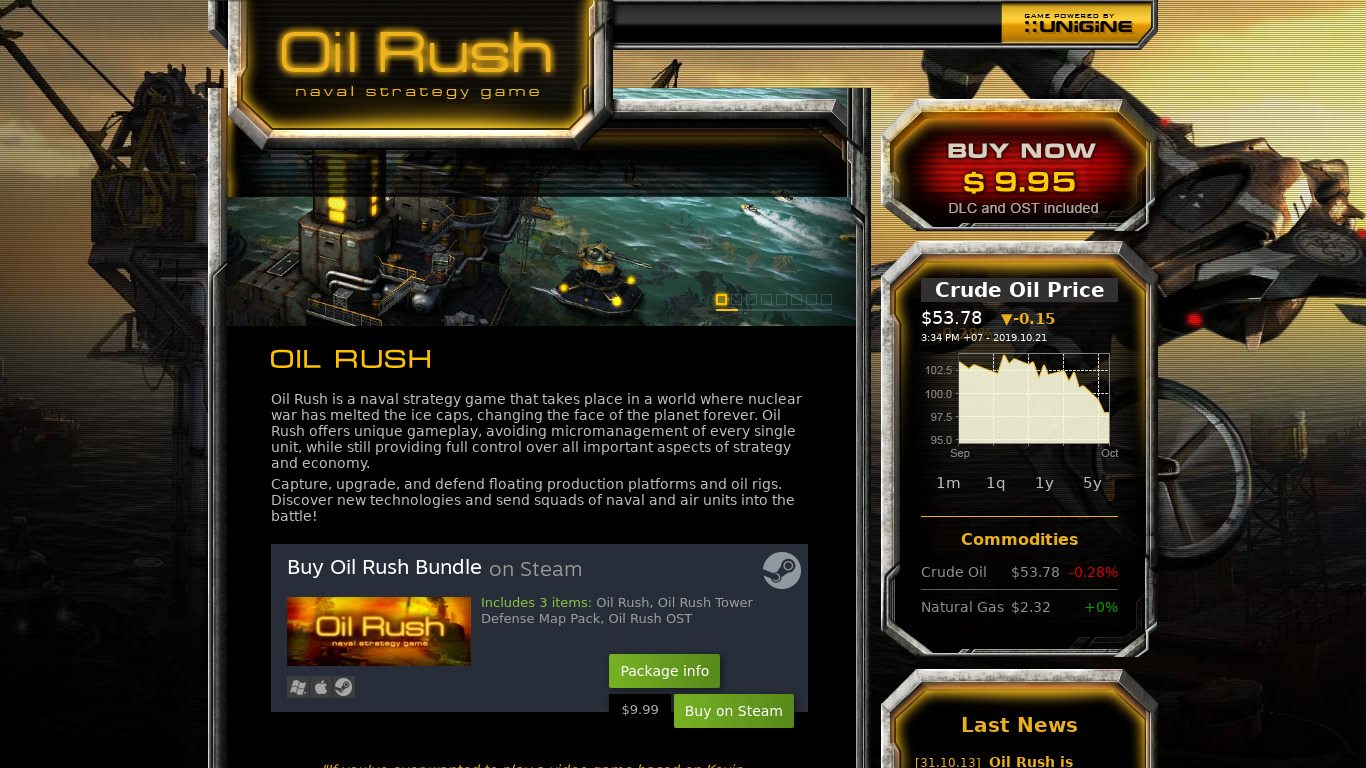 Oil Rush Landing page
