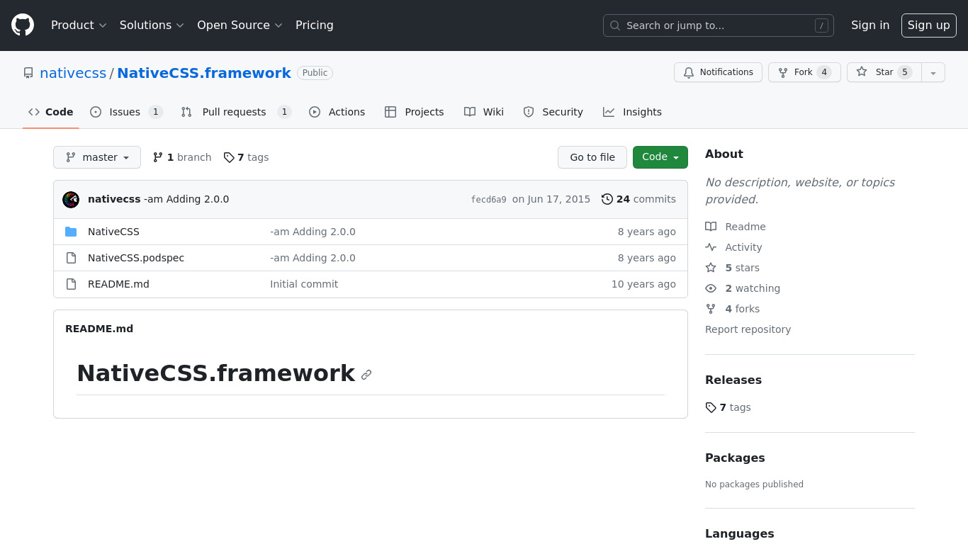 nativeCSS Landing page