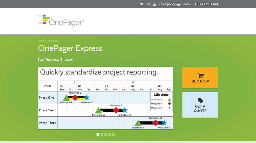 OnePager Express for Excel Landing Page