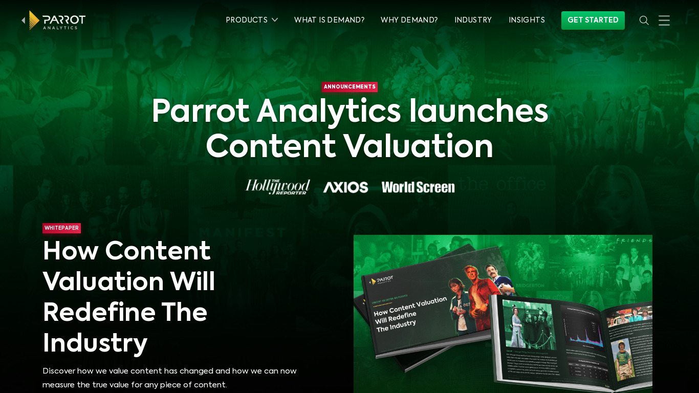 Parrot Analytics Landing page
