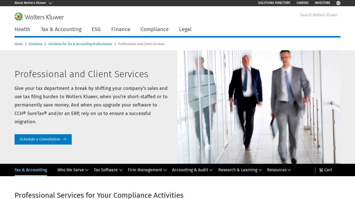 CCH Sales Tax Compliance Services Landing page