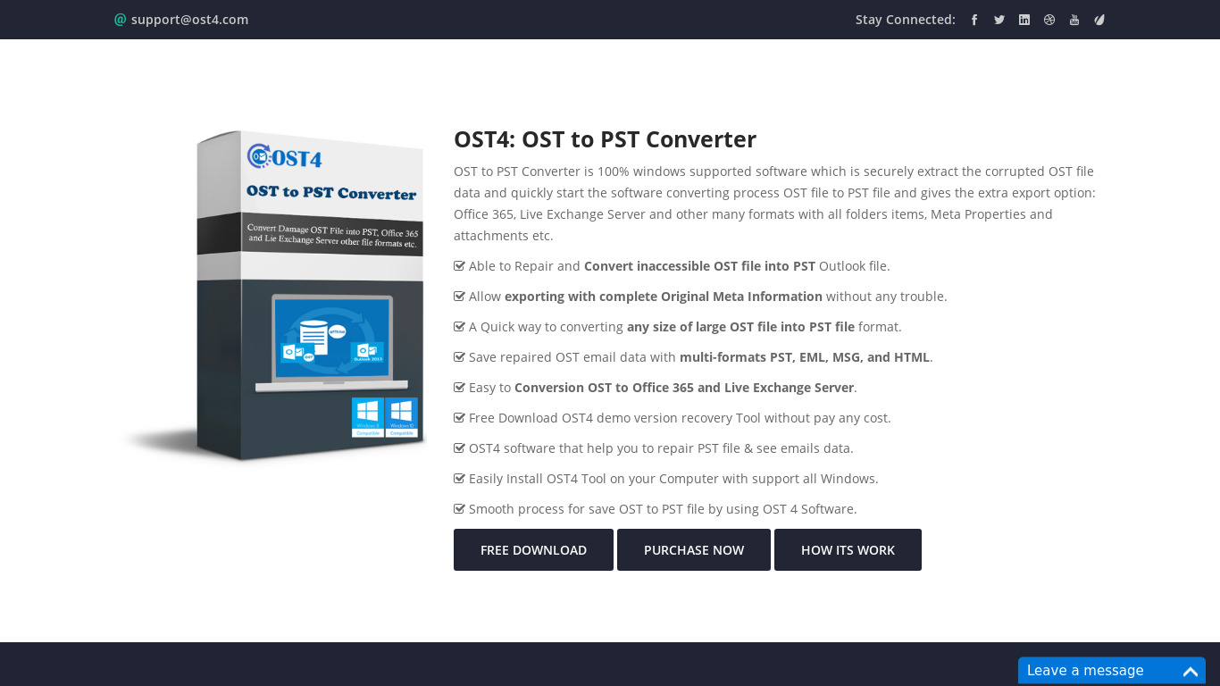 OST4 OST to PST Converter Landing page