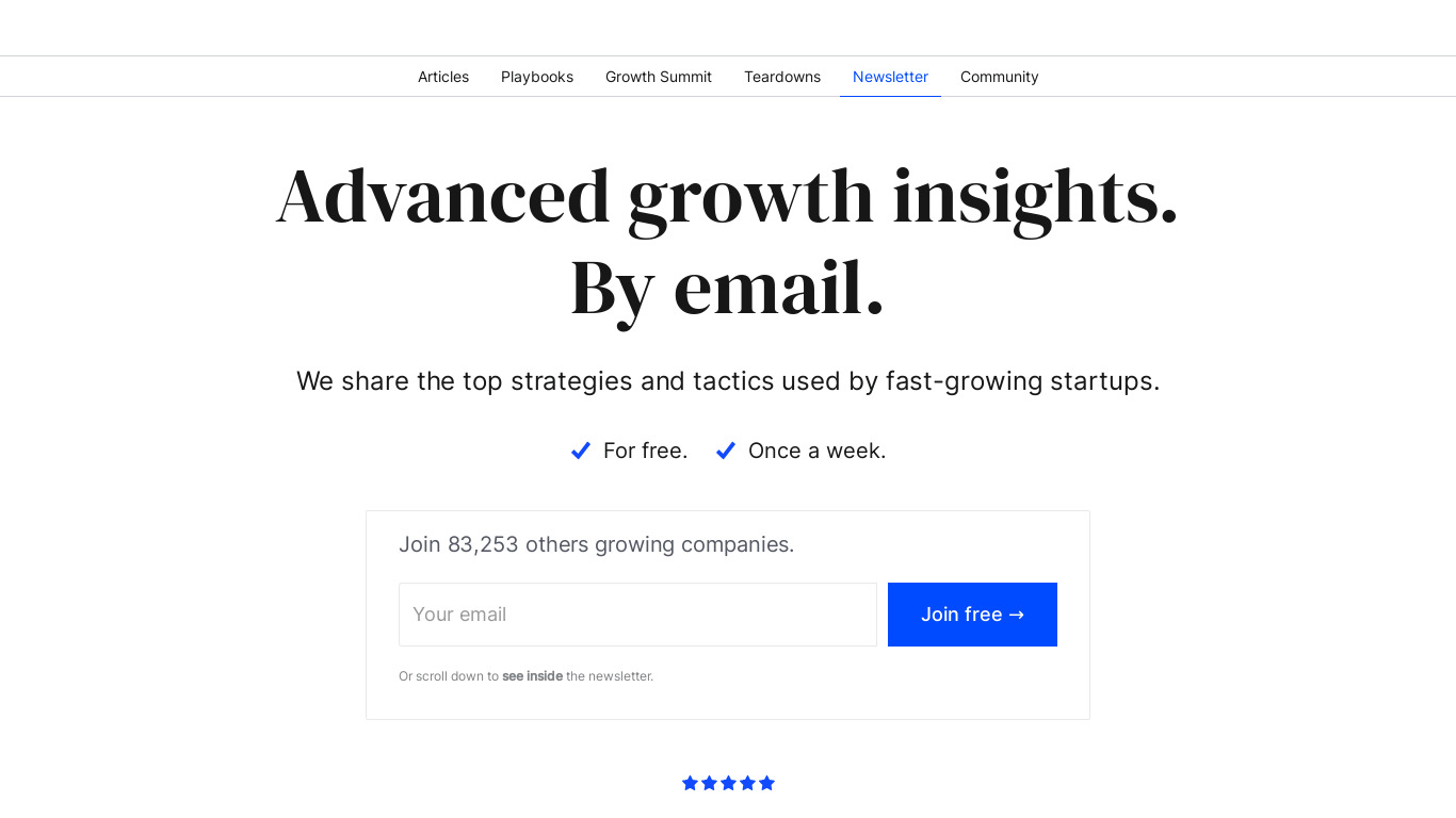 DC Growth Marketing Newsletter Landing page