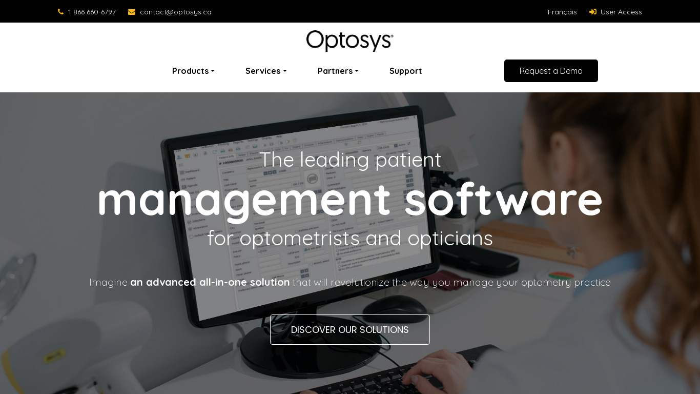 Optosys Landing page