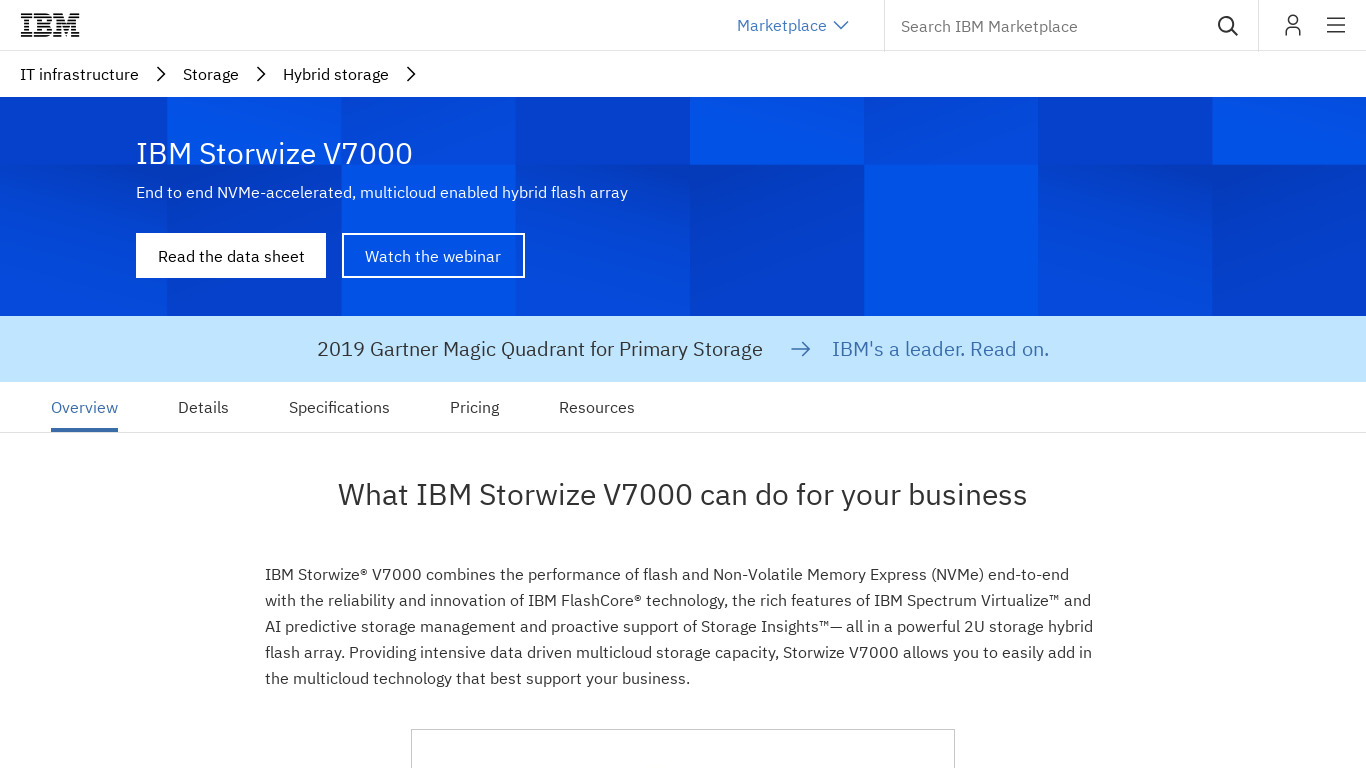 IBM Storwize V7000 Landing page