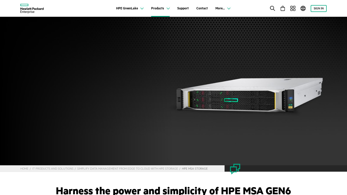 HP StorageWorks MSA Landing page
