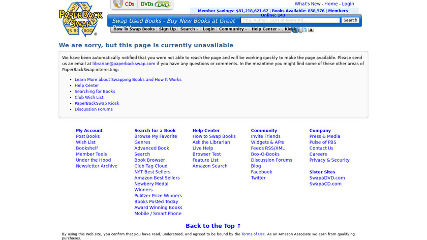 PaperBackSwap Landing Page