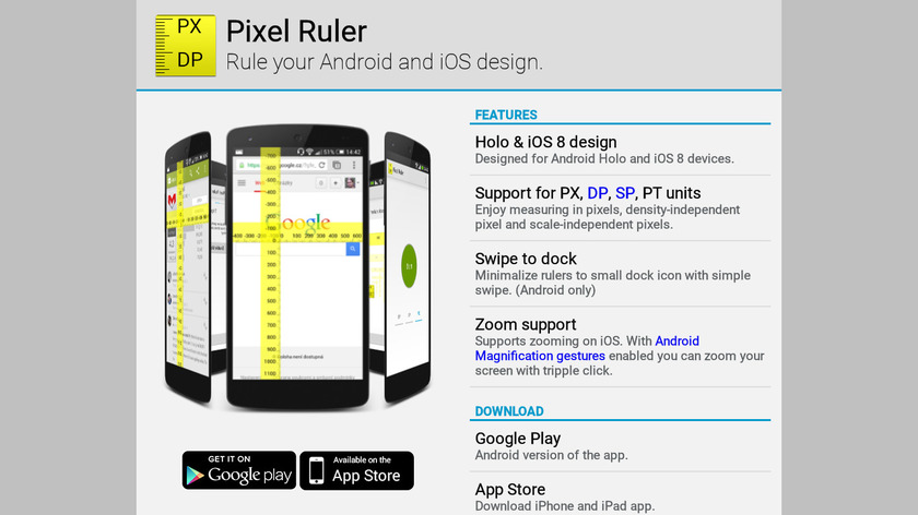 Pixel Ruler for Android Landing Page