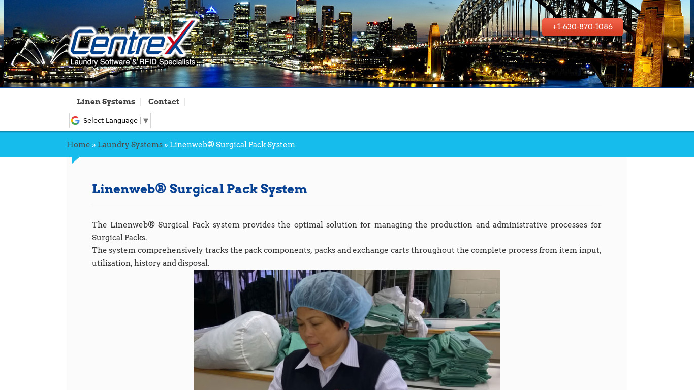 Linenweb Surgical Pack System Landing page