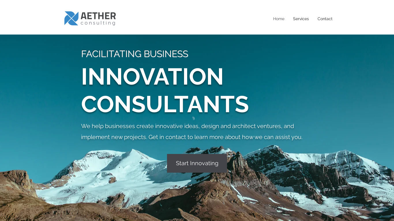 Aether Consulting Landing page