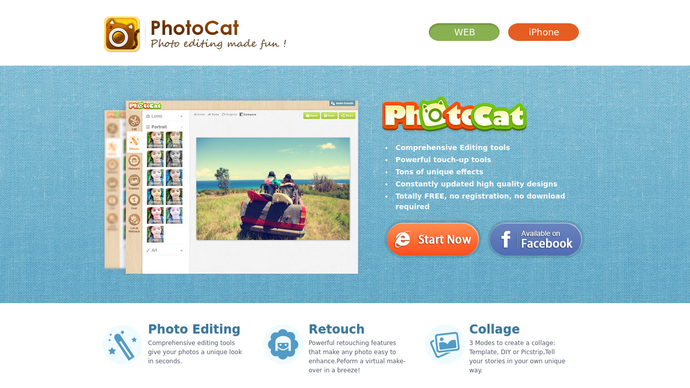 PhotoCat Landing page