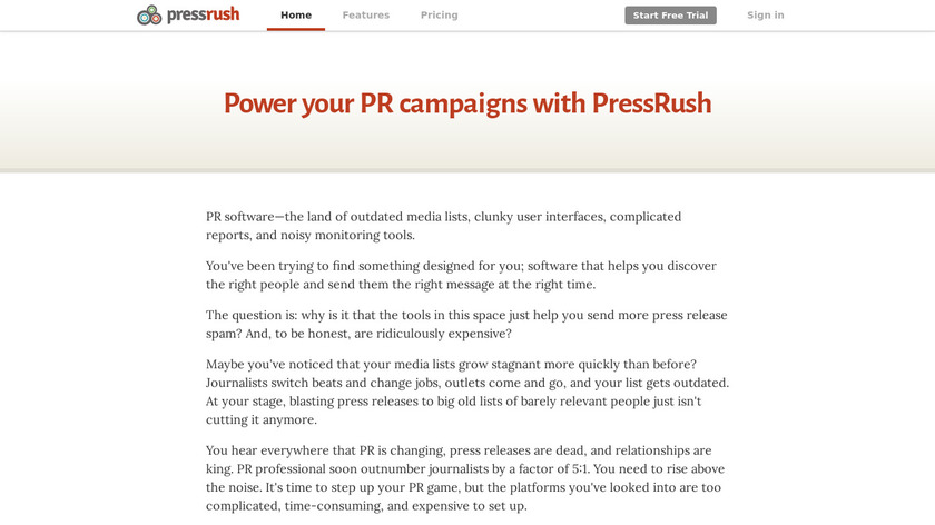 PressRush Landing Page