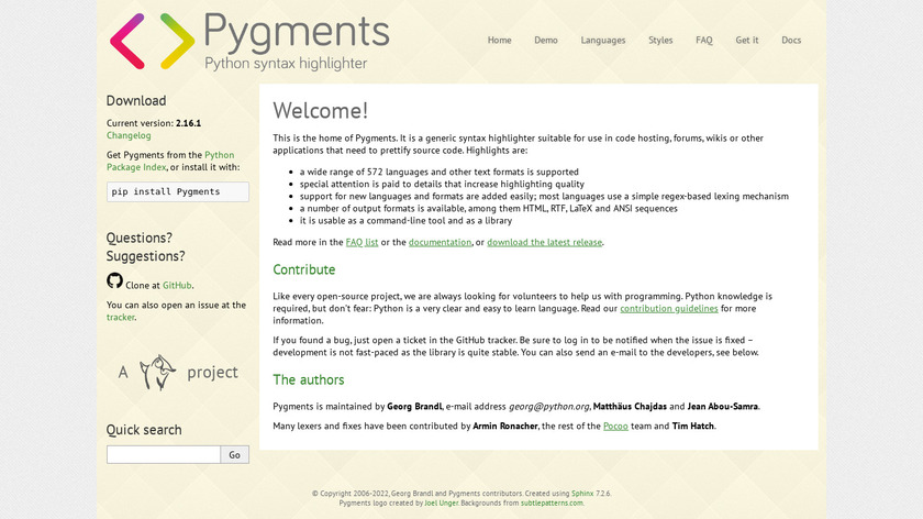 Pygments Landing Page