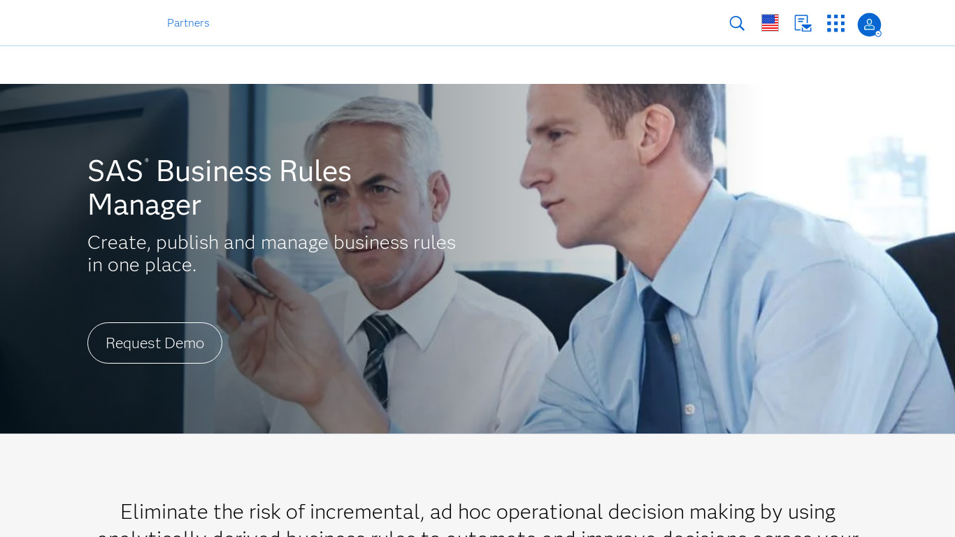 SAS Business Rules Manager Landing page
