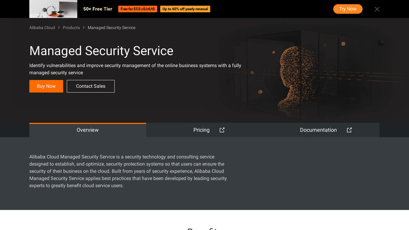 Alibaba Managed Security service Landing Page