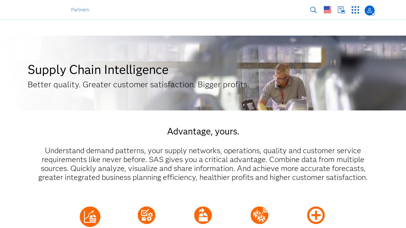 SAS Supply Chain Intelligence Landing page
