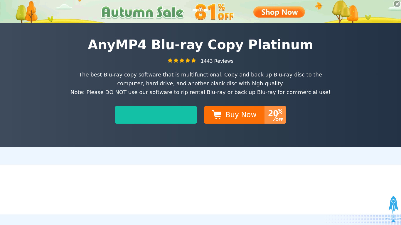 AnyMP4 Blu-ray Copy Platinum Landing page