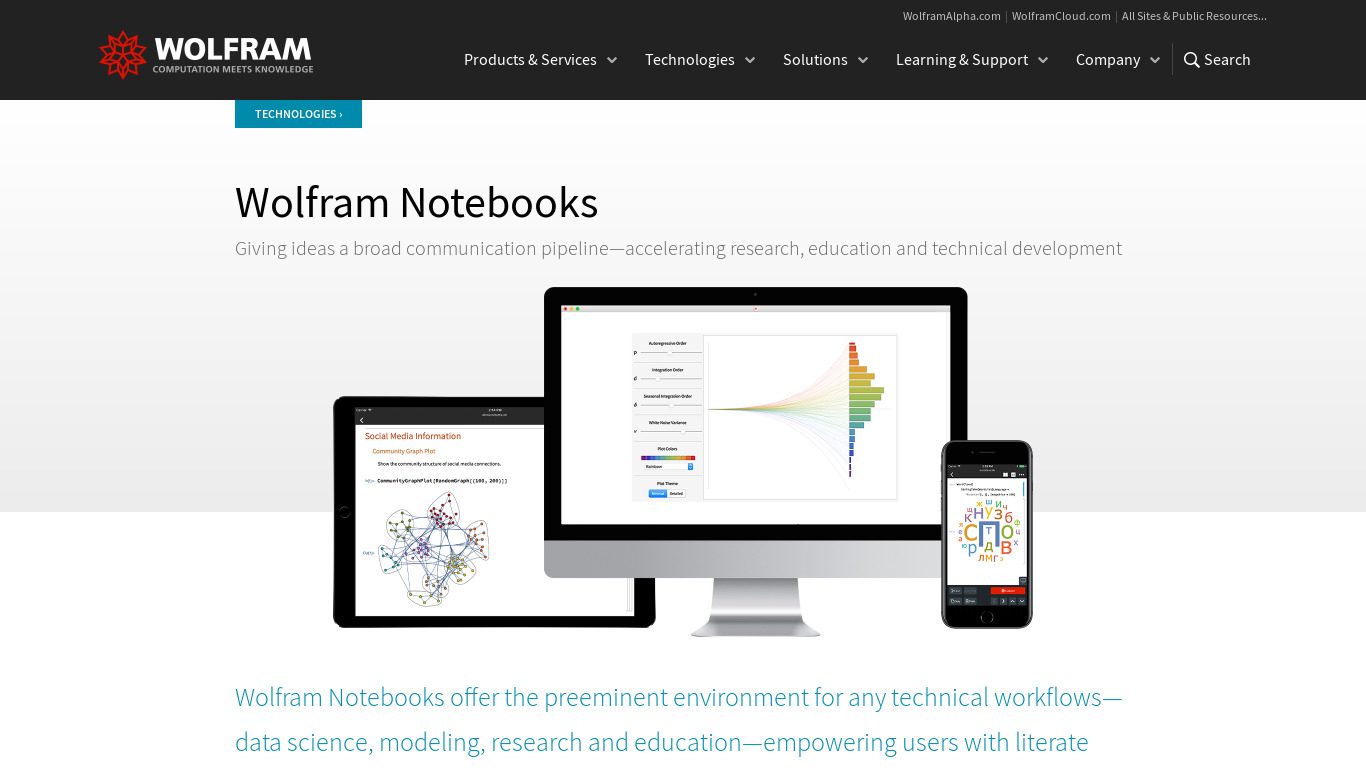 Wolfram Notebooks Landing page